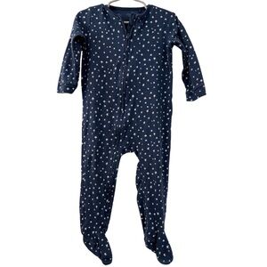 Next Baby Zip-Up Footie Pajamas, Navy Star Print, Size 1.5–2 Years, 100% Cotton